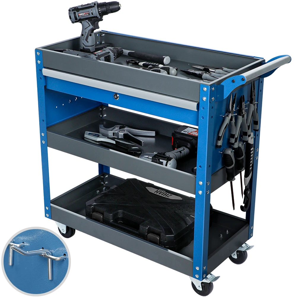 Tool Trolley Cart With Four Casters High Hardness Alloy Tool Rack Powerful Tool Holders Adjustable Shelf Cart Mute Wheels