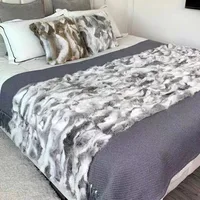 CX-D-12 Patchwor Bed Room Blanket Floor Real Rabbit Fur Rugs Home Carpet Area Rug Real Fur Throw