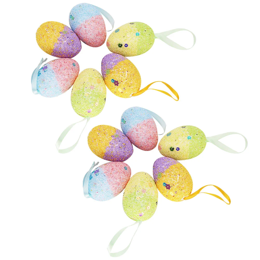 

12pcs Colorful Easter Egg Hanging Egg Pendant Layout Props Party Decorations
