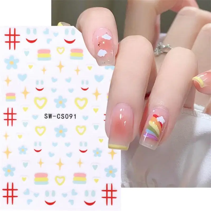 

Nail Art Decals Black Tropical Coconut Tree Palms Leaf Summer Flowers Back Glue Nail Stickers Decoration For Nail Tips Beauty