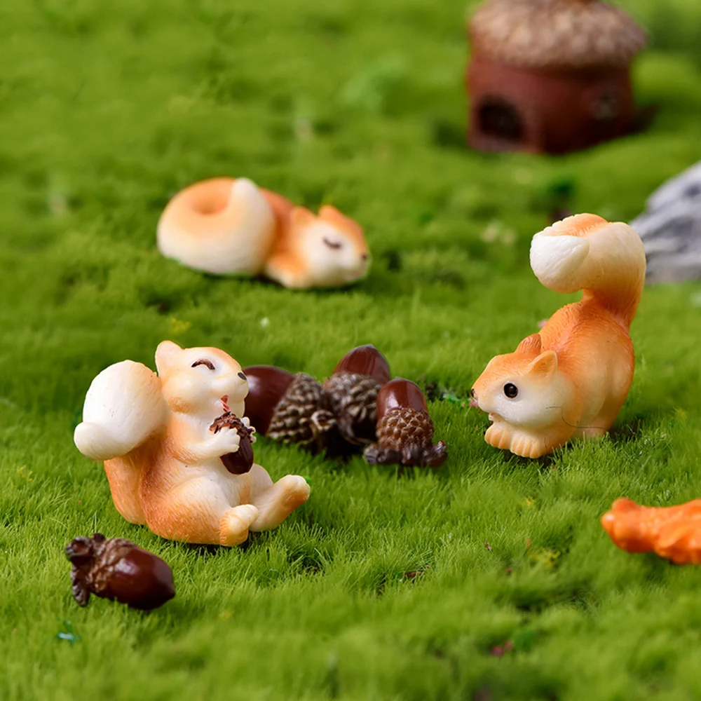 

Миниатюрная фигурка белки, сосновые конусы, кавайные аксессуары, украшение для дома, стола, сада, домашний декор