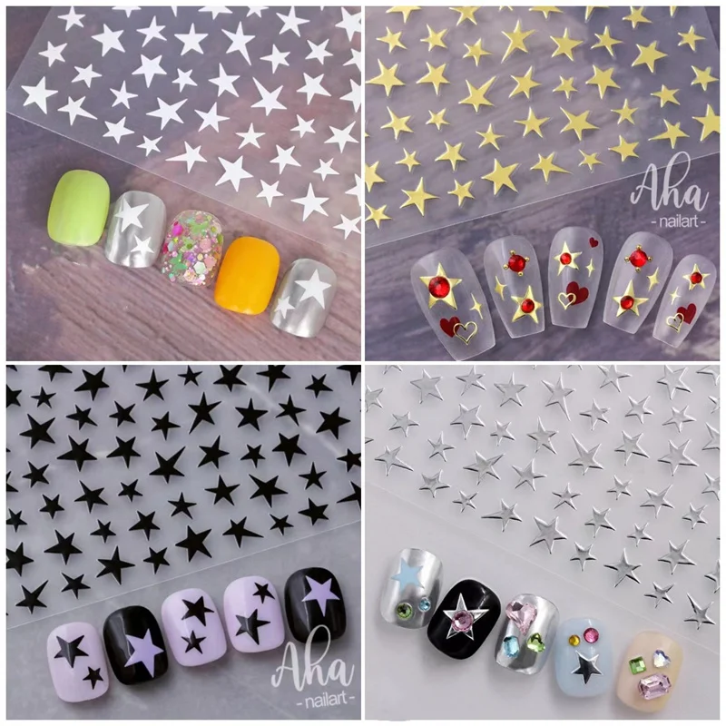 

1pcs 3D Dream Star Bronzing Gold Silver Nail Stickers Slider Nail Art Decoration Decals DIY Transfer Adhesive Manicure Accessory