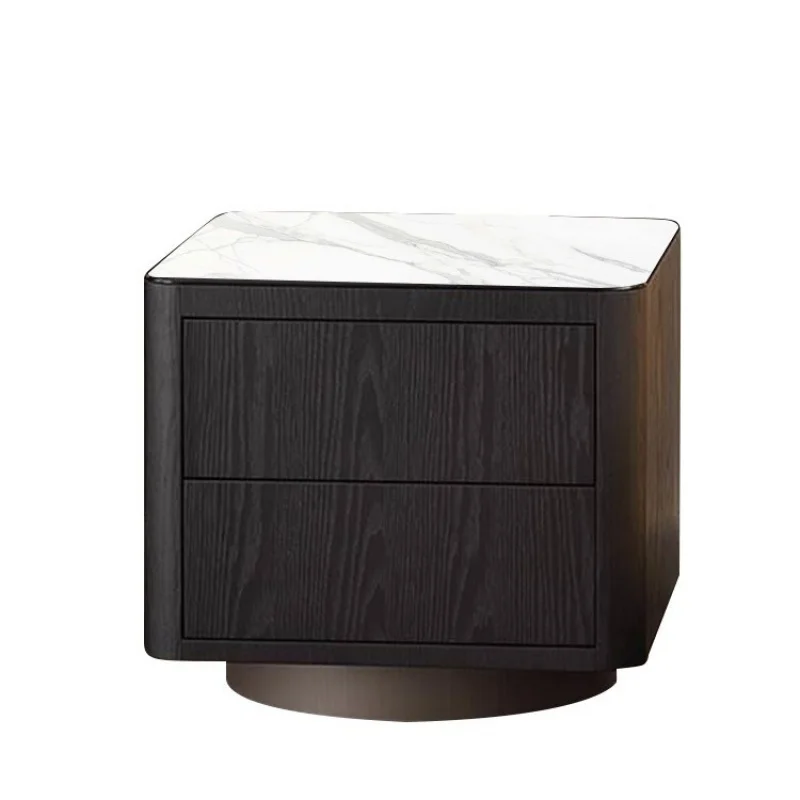 

Matte slate bedside table modern home bedroom bedside smoked color storage solid wood cabinet