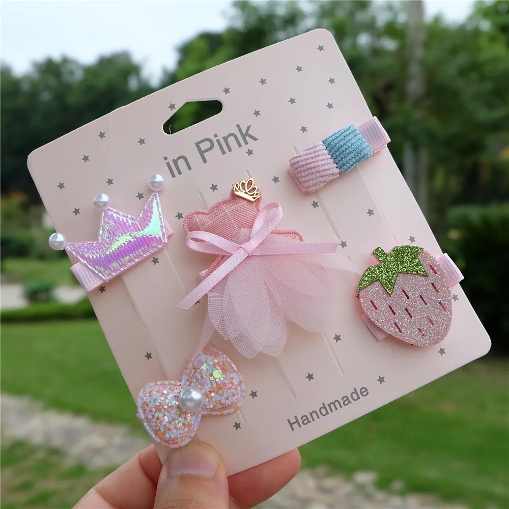

5Pcs/Set Kids Cartoon Bear Hairpins Crown Hair Accessories Princess Hair Clips Children Barrettes Baby Headwear Girls Headdress