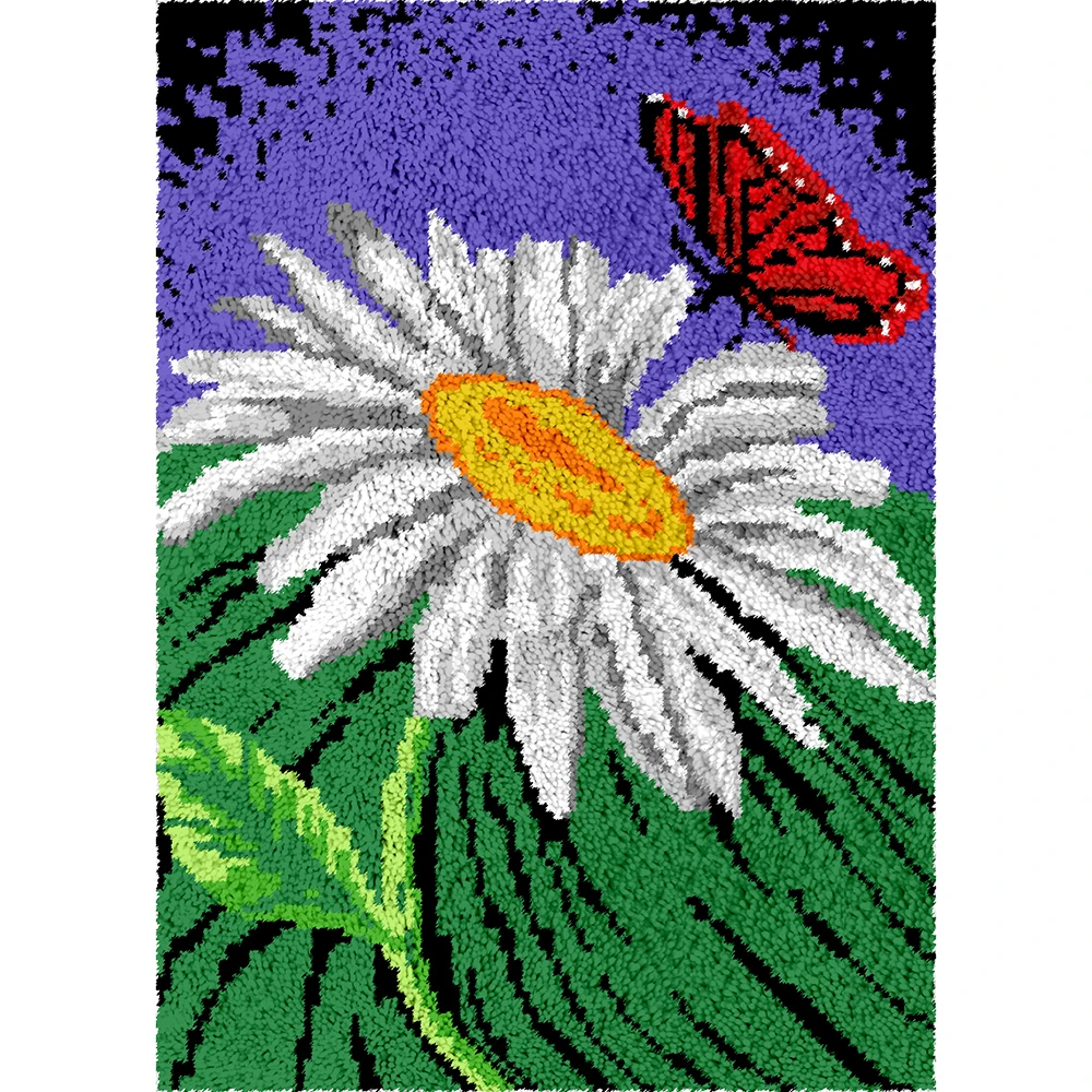 

Home decoration Carpet embroidery kit with large hook Sewing rugs Flower Latch hook rug kit Handcraft and creativity