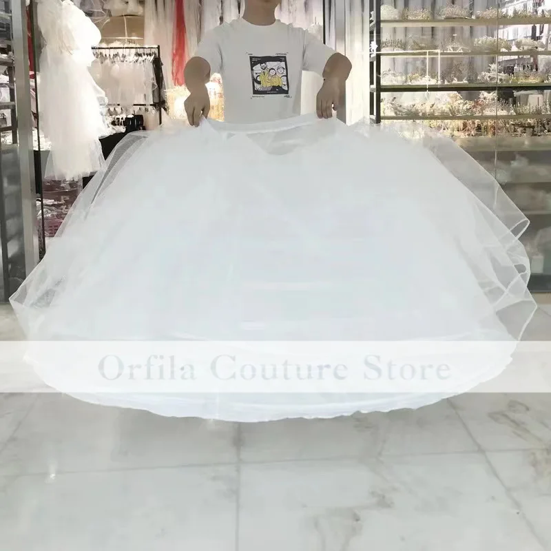 Фото Нижняя юбка для свадьбы, 7 обручей, белое платье для Quinceanera, Нижняя юбка, супер пушистая кринолин, Нижняя юбка для бального платья №3