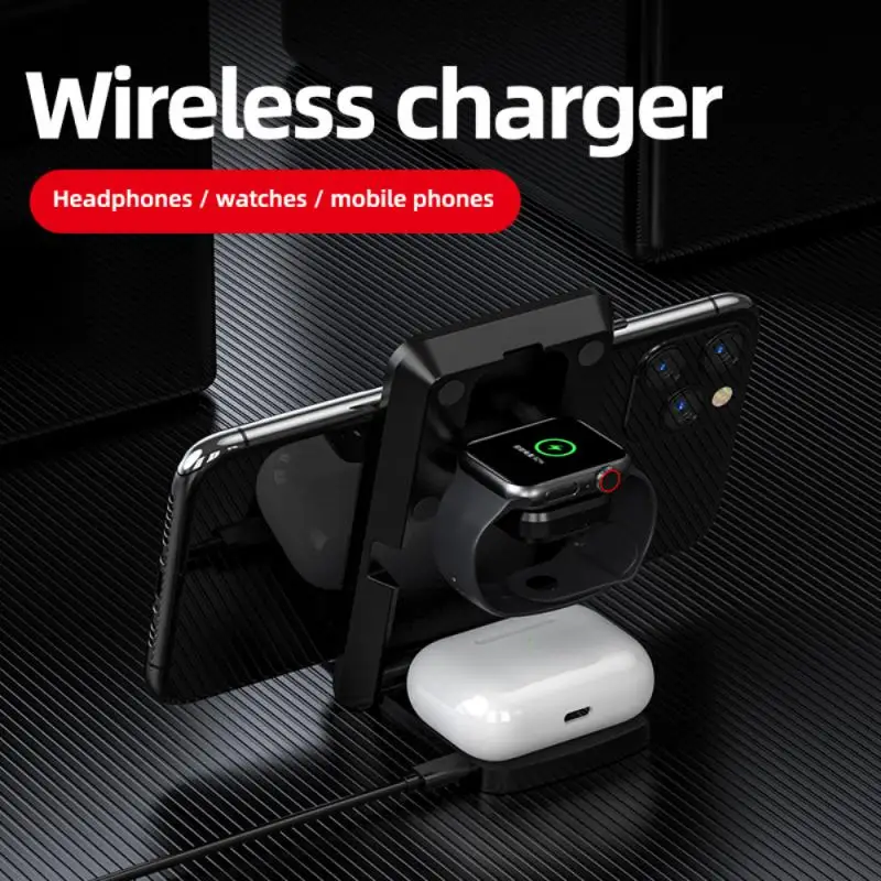 

Dock Station 3 In 1 Type C Foldable Fast Charging Universal For Iwatch 7 6 Charger Abs Pc Material Auto-adaptive Portable 15w