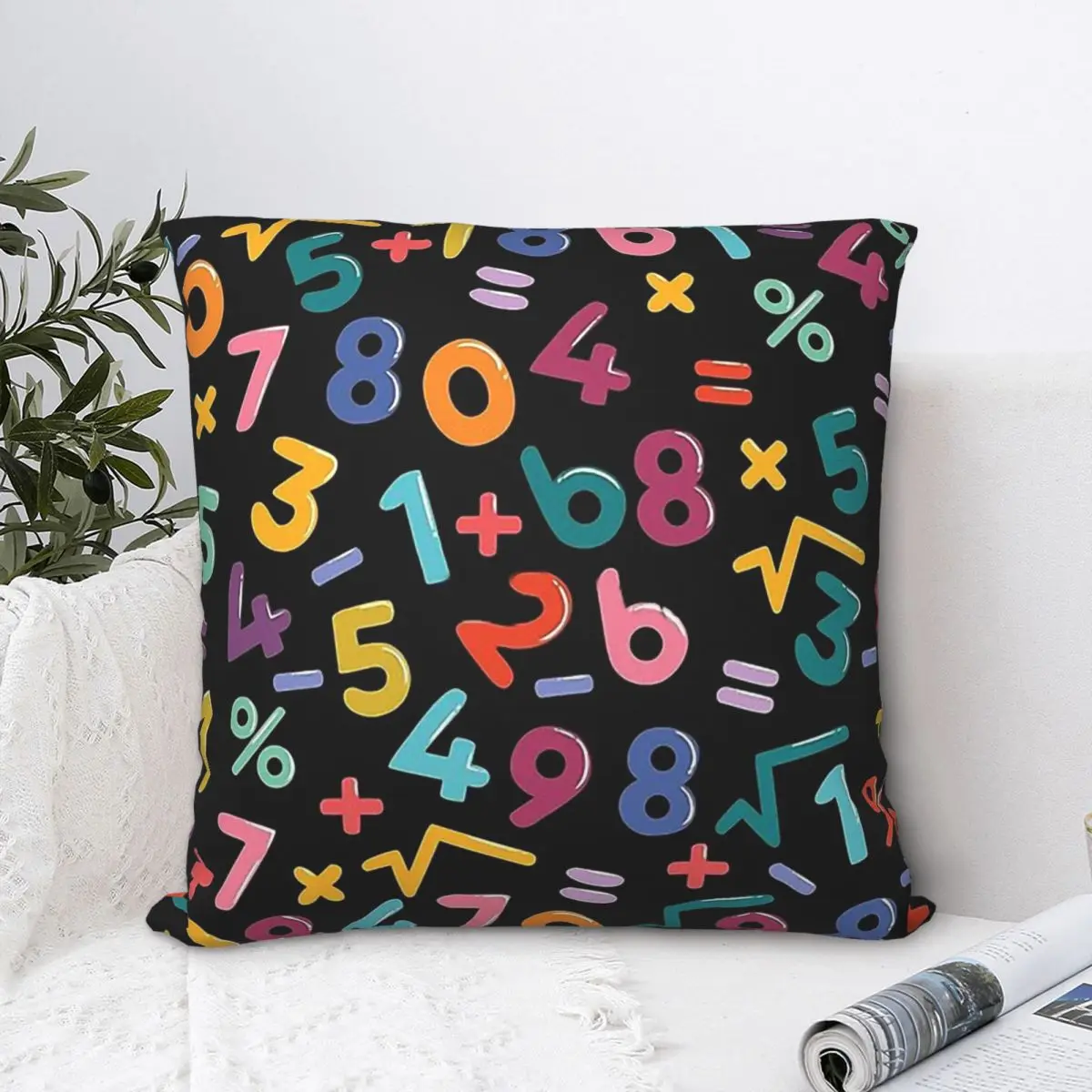 

Math And Numbers For Student Or Teacher Face Throw Pillow Case Geek Cushion Home Sofa Chair Print Decorative Hug Pillowcase