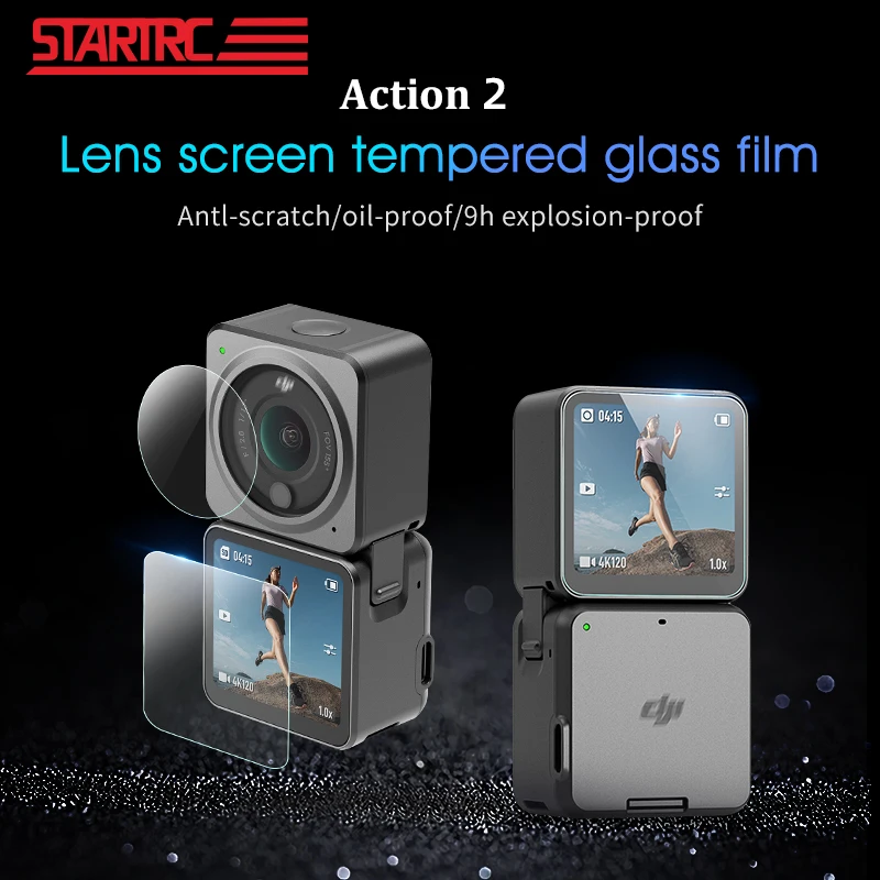 Закаленное стекло для DJI Action 2 Защитная пленка экрана сумка хранения чехол