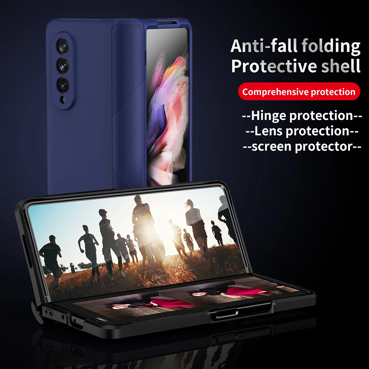 

Cases for Samsung Galaxy Z Fold 3 5G Phone Case Hinge Heavy Armor 360 Full Protection Hard PC Phone Cover with Front Glass Flim