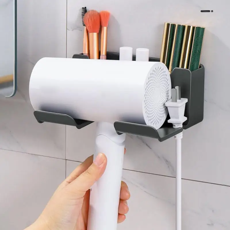 

Hair Dryer Holder Wall Mounted Rack Bathroom Shelf Storage Shelves Accessories Shelf Hair Brush Storage Bracket Organizer Holder