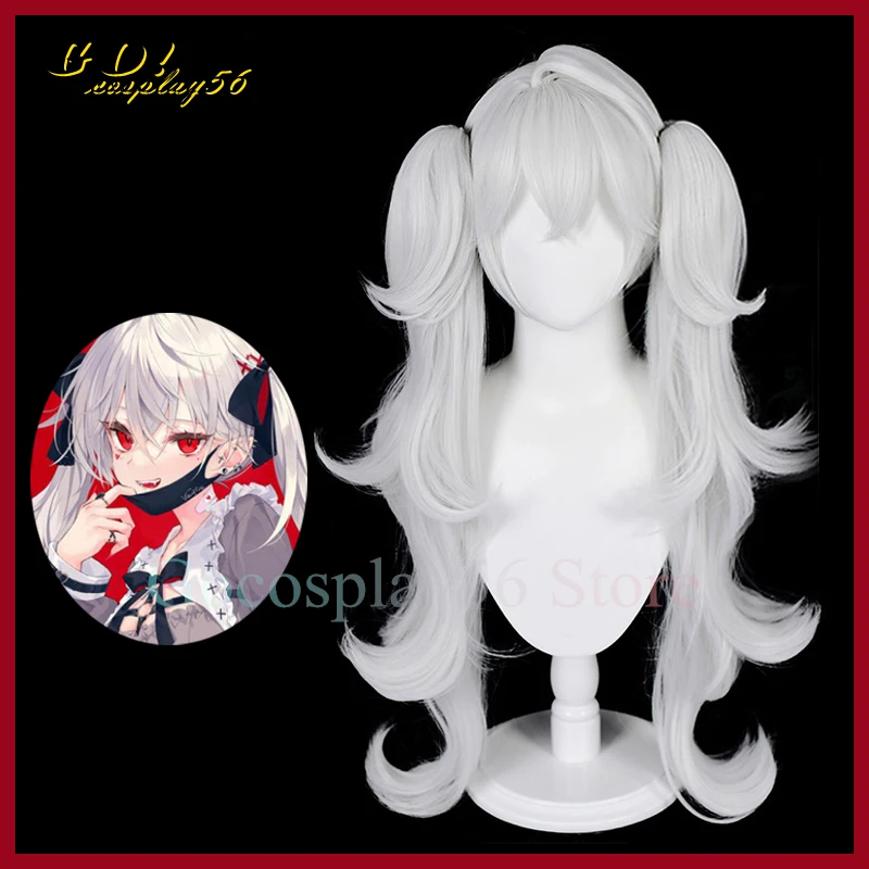 

VTuber Kuzuha Sanya Wig NIJISANJI Cosplay Female Women Youtuber Girls Long Curly Pigtails Silver White Heat Resistant Hair