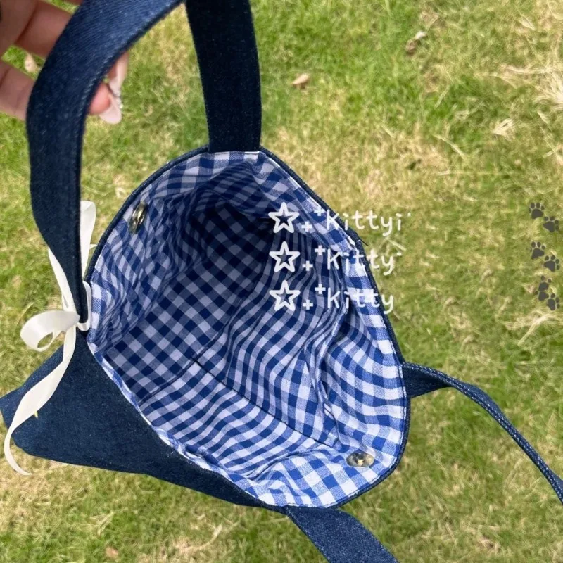 Женская сумка новинка милая Студенческая с вышивкой джинсовая ручная