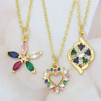 fashion flower heart long chain necklace womens jewelry trendy multicolor small pendant elegant gift collares largos mujer