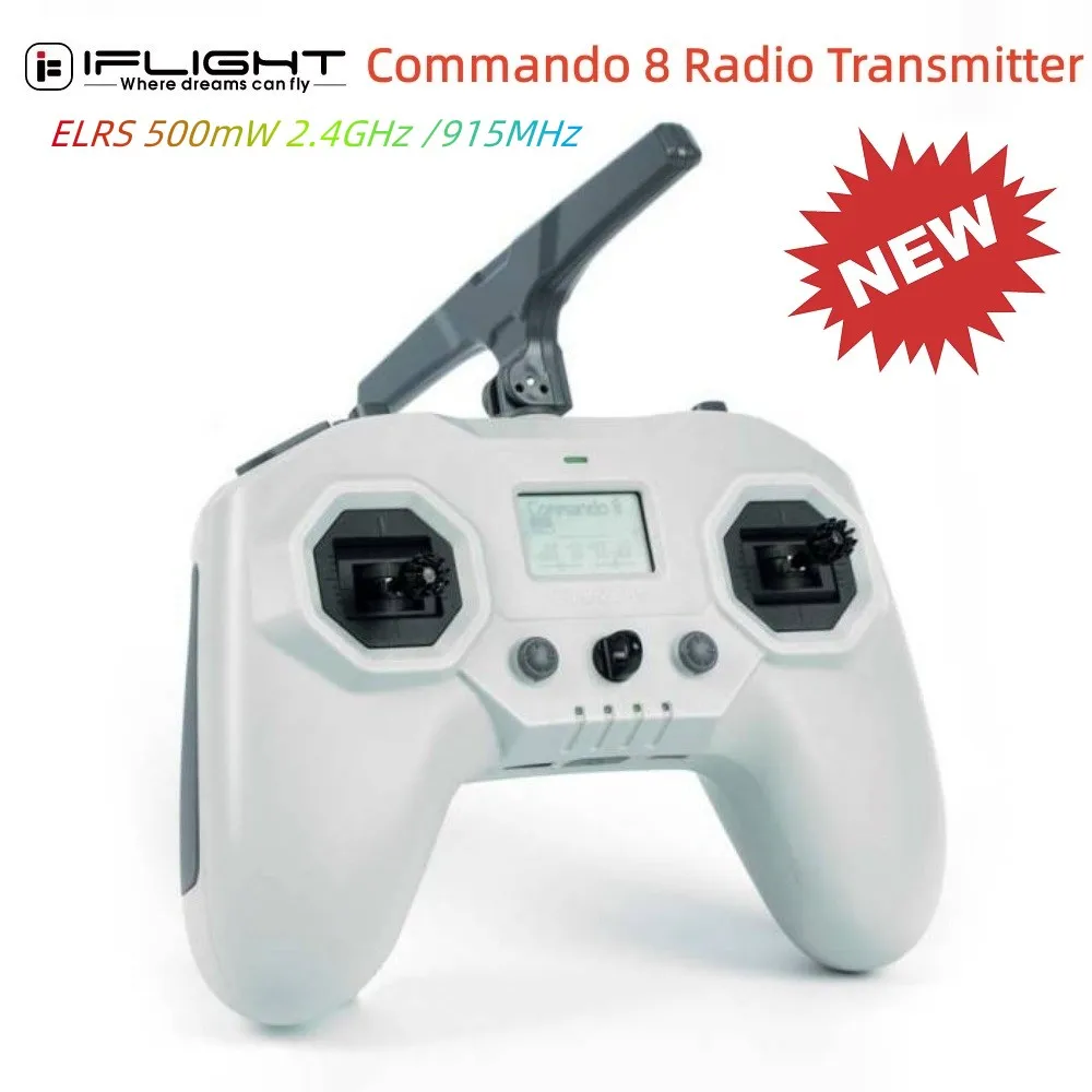 

iFlight Commando 8 ExpressLRS Radio Transmitter- ELRS 915MHz 500mW/ELRS 2.4GHz 500mW FPV Radio Controller Hall Sensor Gimbals