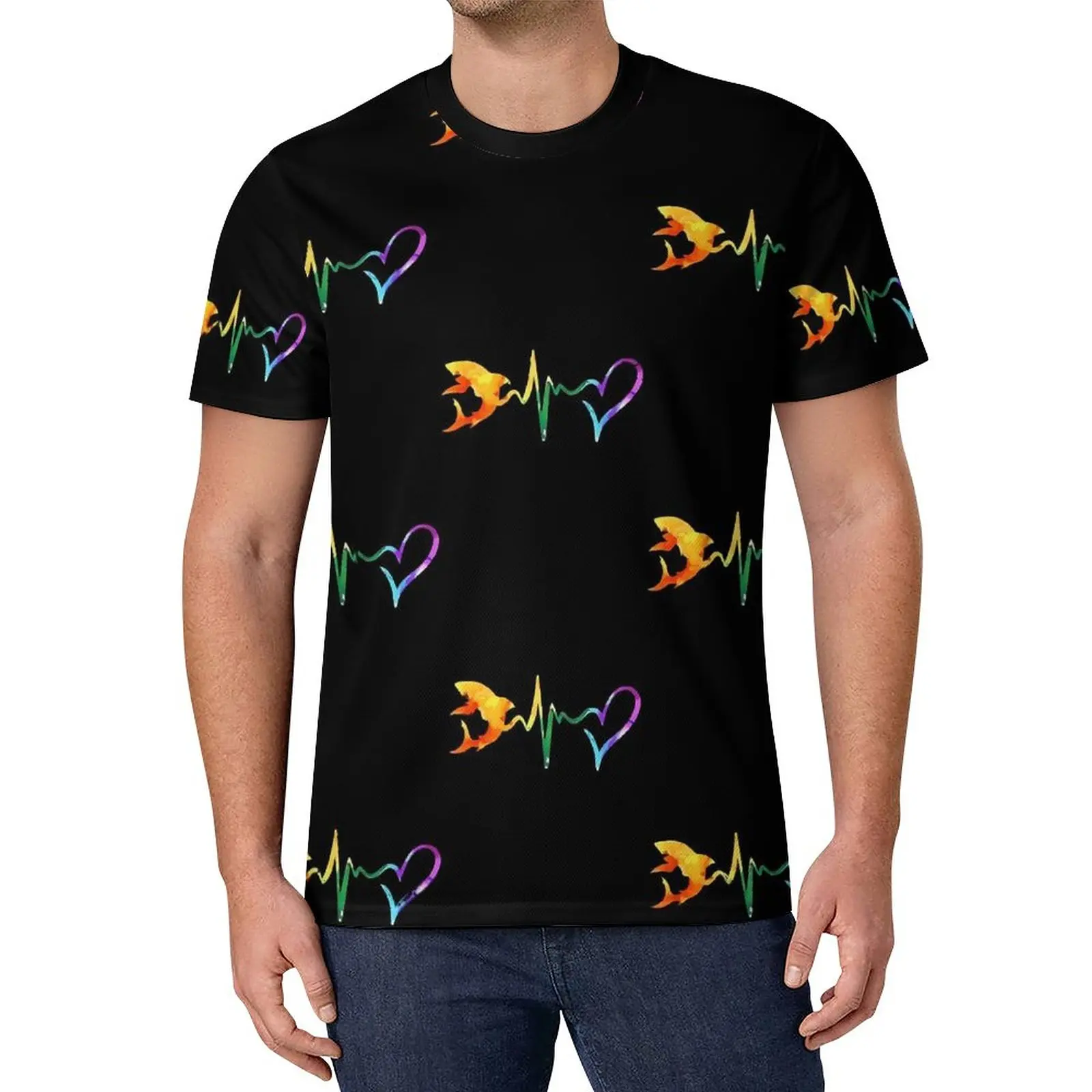 

Футболка с изображением акулы и пульса, модные футболки с абстрактным Изображением Животных, топы с коротким рукавом и графическим рисунком, Прямая поставка, летняя кавайная Одежда большого размера