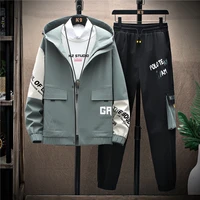 mens leisure and sports suit spring and autumn new two piece fashionable work jacket a handsome matching jacket