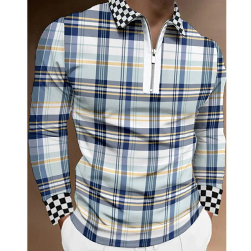 

2022 New Men's Polo Shirts Casual Business Tops Solid Color Polo Shirts Men's Long Sleeve Polo Men's Fashion Korean Style Slim L