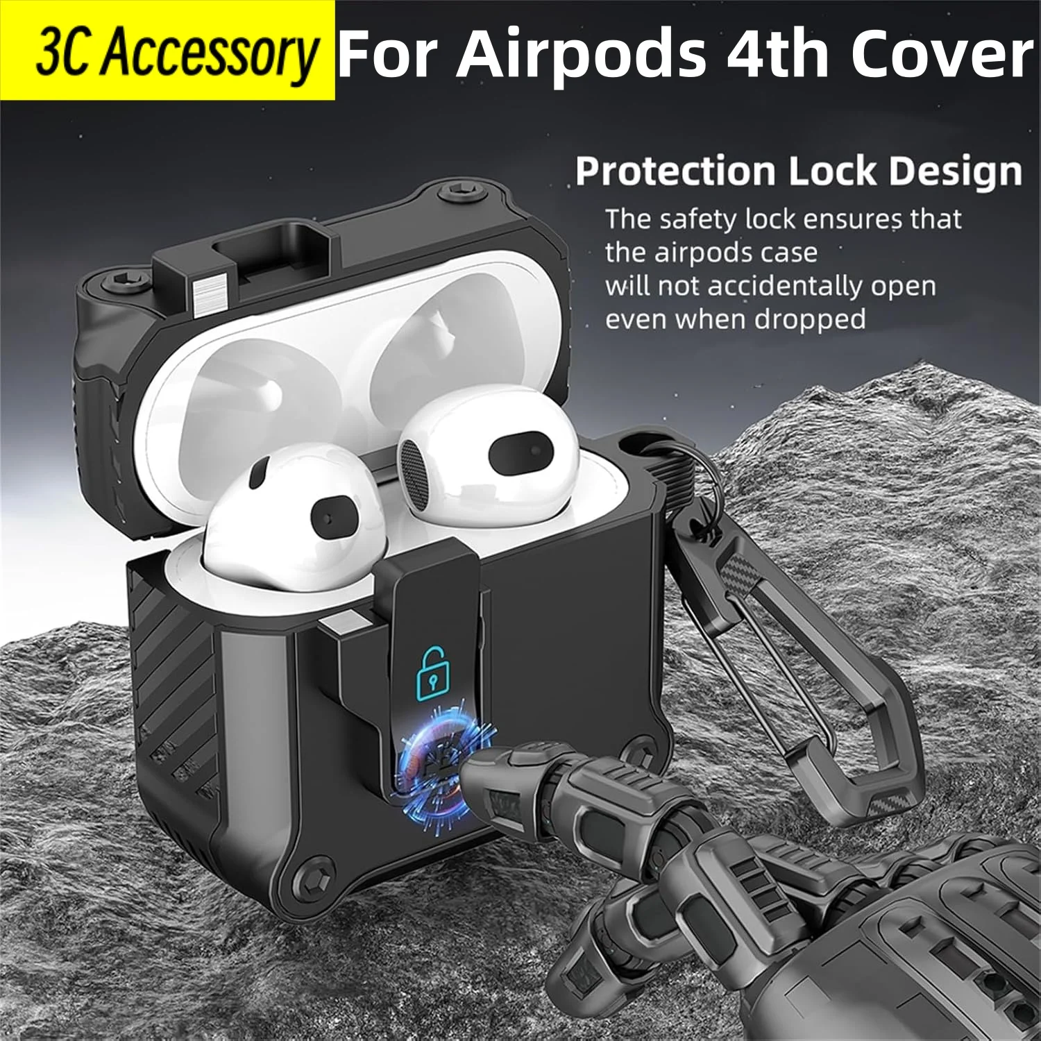Новый чехол для Airpods 4th USB-C с брелком прочный противоударный защитный мужчин и