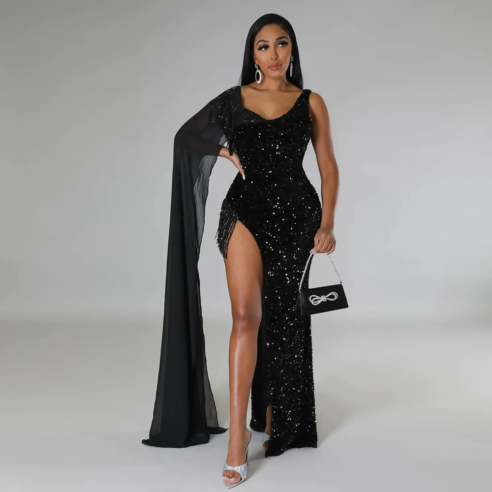 Новое поступление 2023 от Felyn платье знаменитого бренда однотонное с блестками и