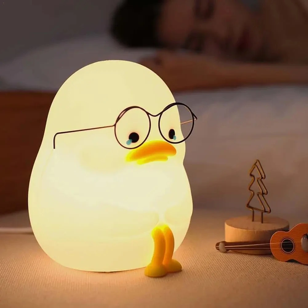 Duck LED Night Light For Kids Silicone Animal Cartoon Dimmable Lamp Timing USB Rechargeable For Children Gift Bedside Bedroom