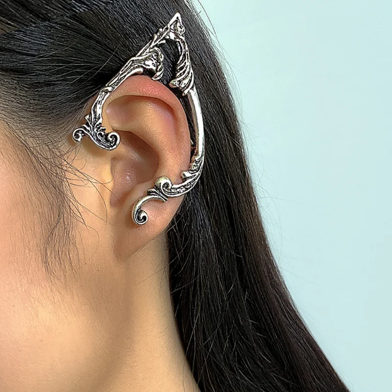 

Punk Fairy Ear Cuff Earring Dark Elf Ear Clip No Piercing Earrings For Women Silver Color Goth Halloween Earcuff Jewelry Party