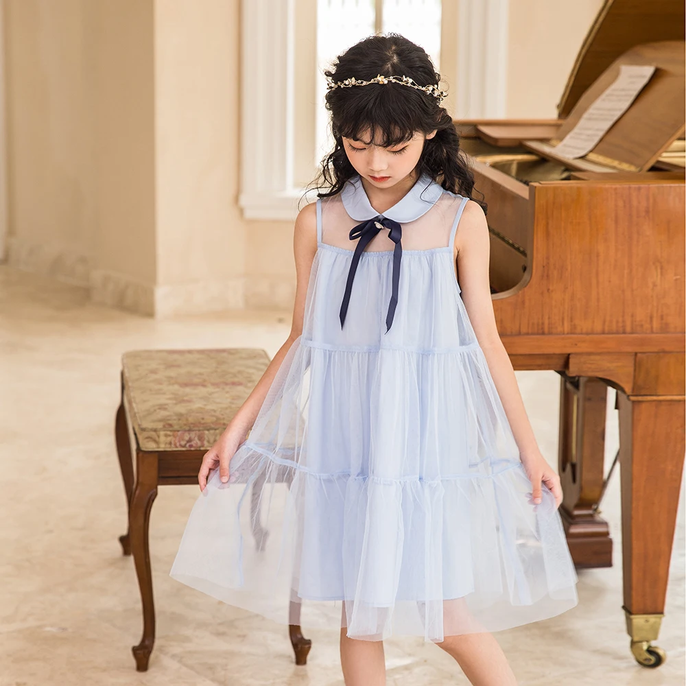 YourSeason Fashion Girl Mesh Princess Dresses 2022 Summer Children Preppy Style Clothes Cute Kids Girls Party Dress Sleeveless |