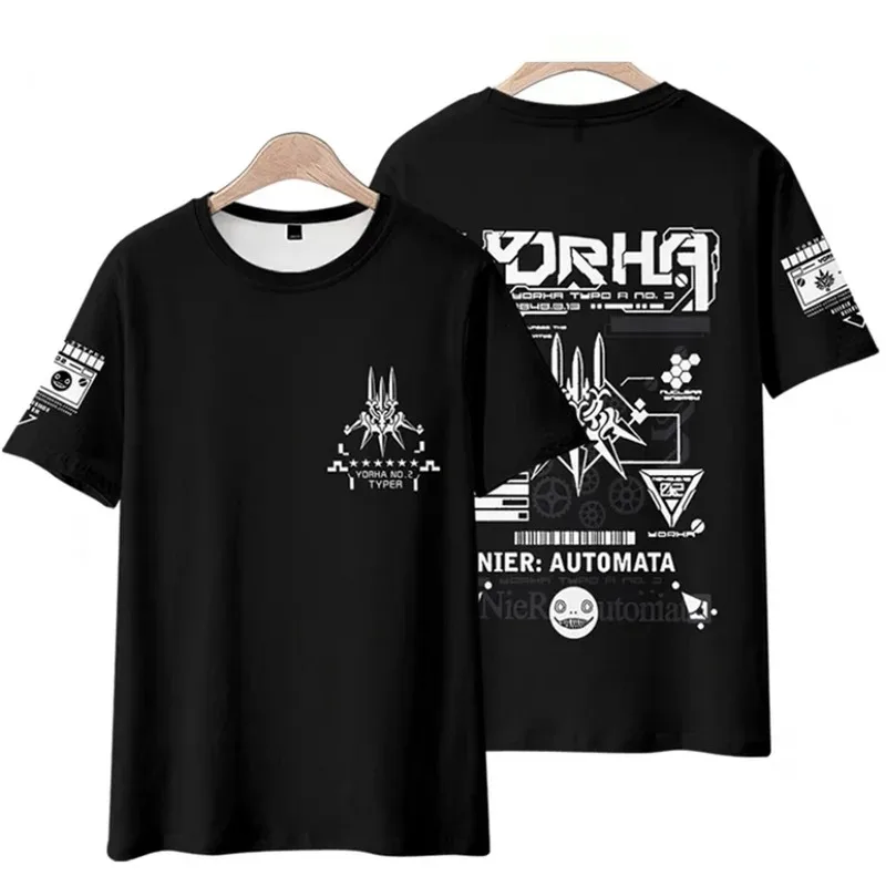 Мужская и женская футболка с коротким рукавом Game NieR:Automata Уличная одежда удобные