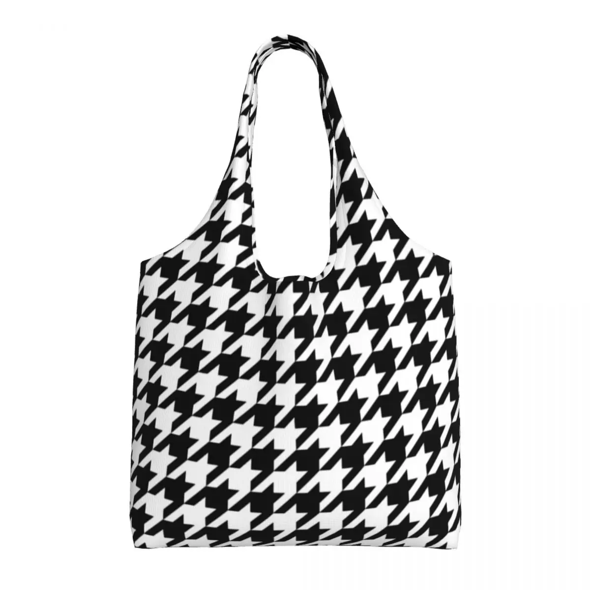

Сумка для покупок с рисунком «гусиная лапка», черно-белая классическая офисная сумка из полиэстера с принтом, женские многоразовые подарочные сумки