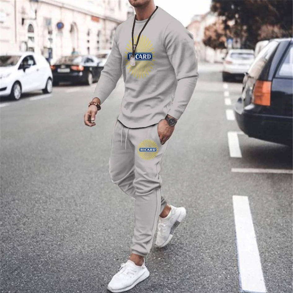 

2022 New Autumn Man Long Sleeved Trousers Set 3D Printed Letter Pattern Streetwear Tracksuit Casual Simple High Quality Suit