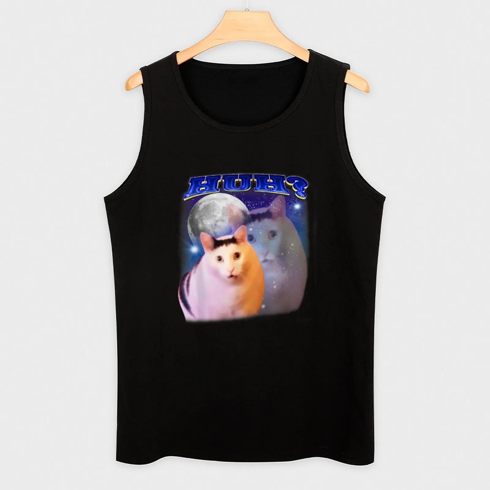Фото Забавная майка с принтом Huh Cat Meme, креативная графическая майка без рукавов №3