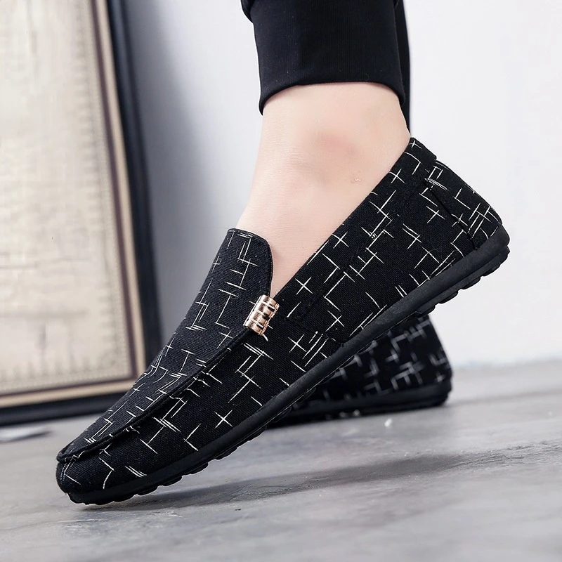 Лоферы мужские прогулочные светильник кие холщовые туфли дышащие без застежки