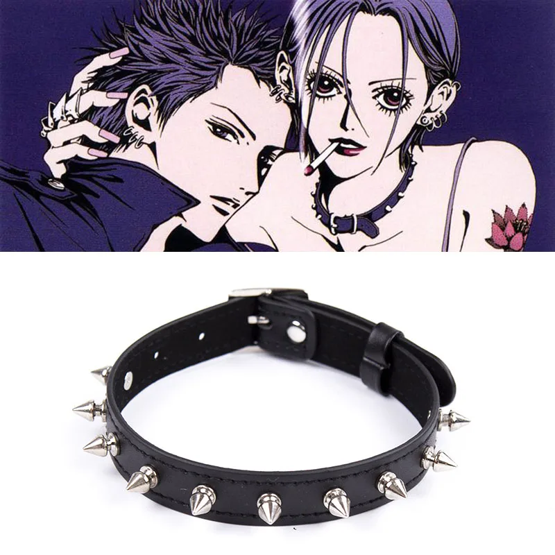 

Anime Oosaki Nana Necklace Vintage Charm Gothic Spike Rivet Collar Pendant Leather Heart Harajuku Women Punk Choker Necklace