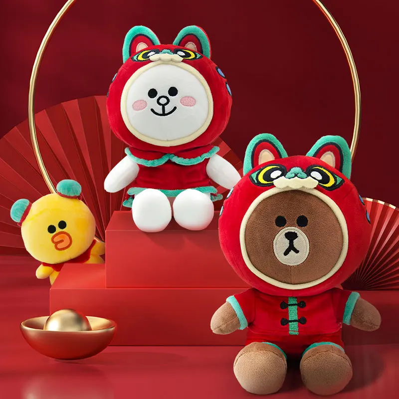 Official Authentic Line Friends Series Cute Brown Bear Cony Rabbit Tiger Dress Up Soft Plush Toy Doll New Year Gift for Children |