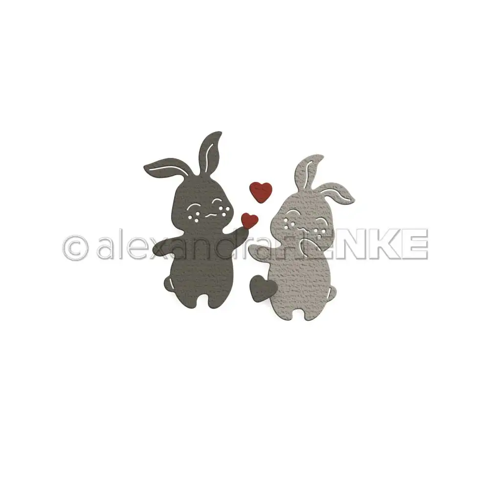 

2022 Spring Easter Two Bunnys with Heart Set Rabbits Cutting Dies Diy Paper Greeting Card Scrapbooking Decoration Embossing Mold