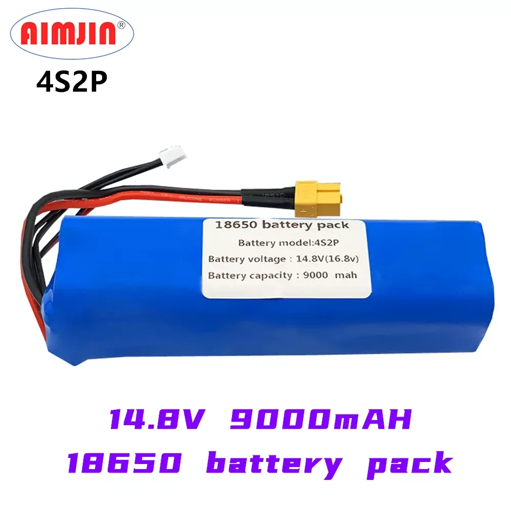 

14.8V 9000mAh 4S2P High Capacity 16.8V Li-ion Battery UAV Rechargeable for Various RC Airplane Drone Quadrotor XH2.54-5P XT60
