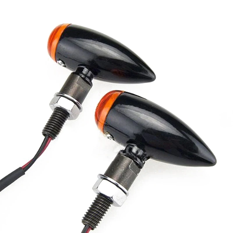 

Black Motorcycle Turn Signals Mini Bullet Blinker Amber Indicator Lights