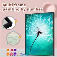 chenistory paint by number canvas painting dandelion with multi aluminium frame coloring by number for adult kit handpainted gif