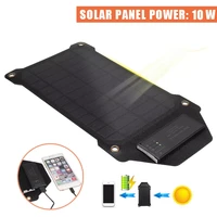 usb 5v 10w portable solar charger waterproof monocrystalline silicon solar panel kit with 2 carabiner outdoor phone power bank