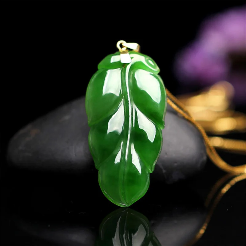 Подвеска RealHetian Green Silverof the Rich Jasper Leaf Jade Penda
