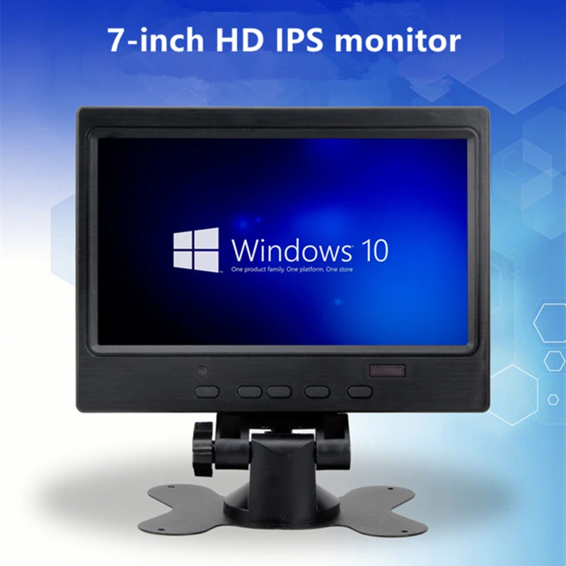 IPS 7 Inch 1024x600 Car Desktop Display,Multi, VGA,AV, HD-MI Input TFT Lcd Monitor With Speakers