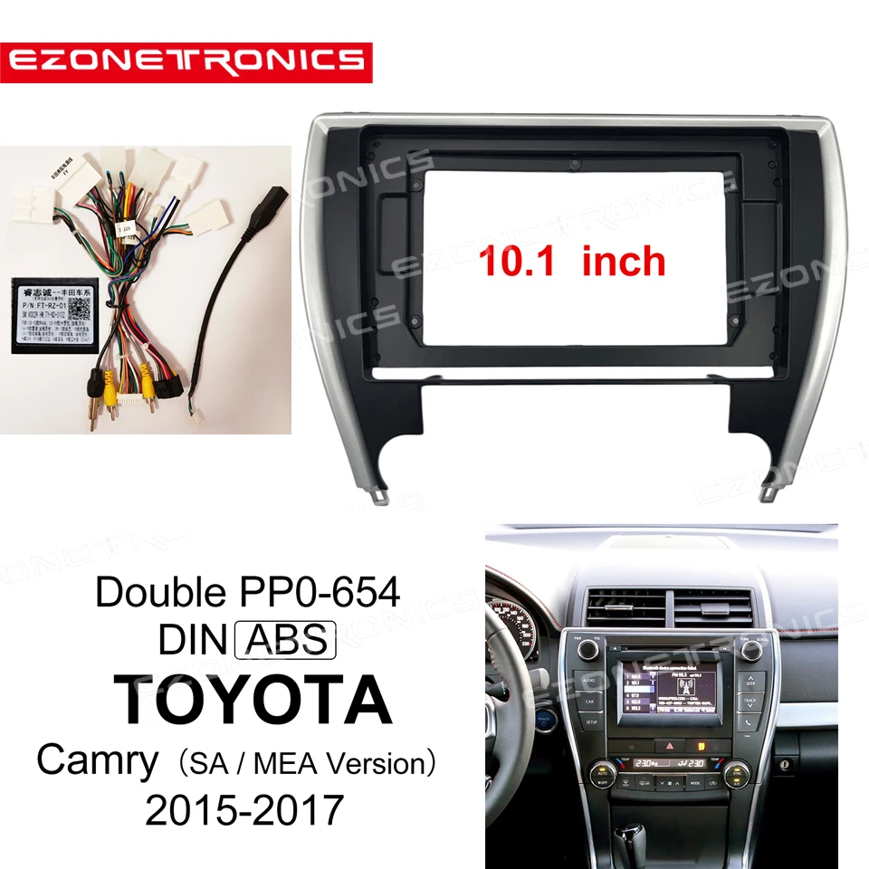 

2Din Car DVD Frame Audio Fitting Adaptor Dash Trim Kits Facia Panel 10.1" For Toyota Camry 2015-17 Double Din Radio Player