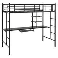 Costway Twin Size Loft Bunk Bed with Desk Storage Shelf Full Length Ladders Space Saving
