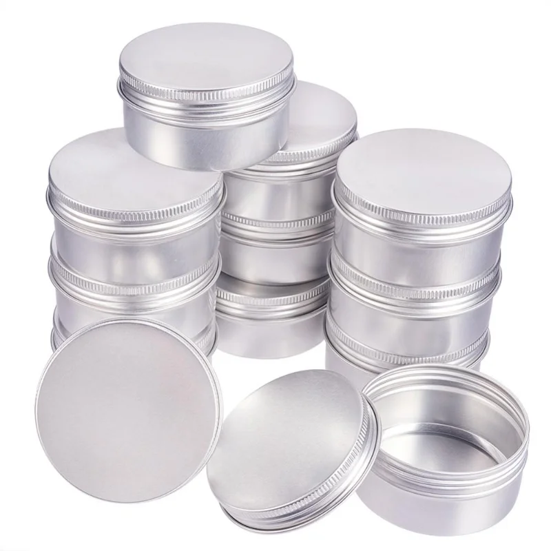

12Pcs Empty Refillable Jars 80ml Round Aluminium Tin Cans for Candles Candies Crafts Packing Case Jewelry Storage Containers