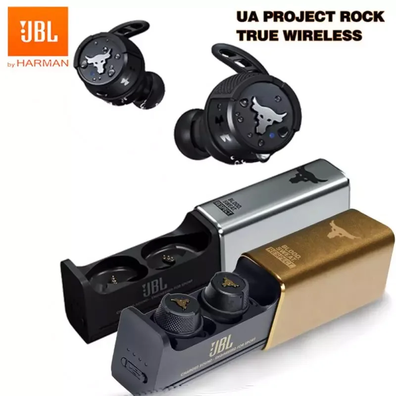 

100% Official JBL True Wireless Bluetooth Earphone Sports Earbuds Deep Bass Under Armour Project Rock Headset With Charging Case