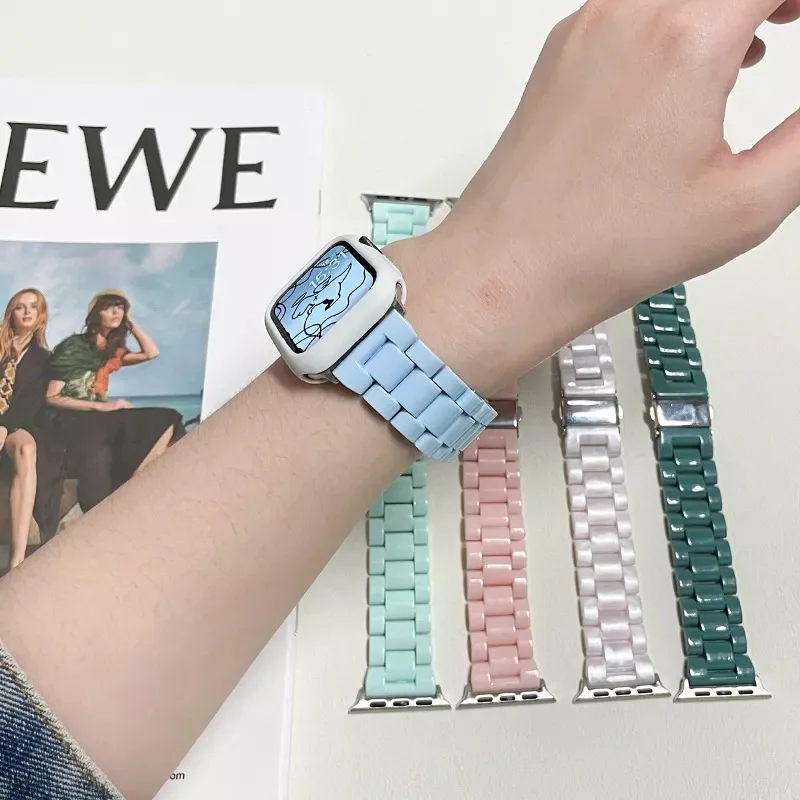 Acrylic Watch Strap For Apple Watch Bracelet Series 8 49mm 7 6 5 4 42mm 38mm Correa Candy For iwatch band 3 44mm 40mm 41MM 45MM