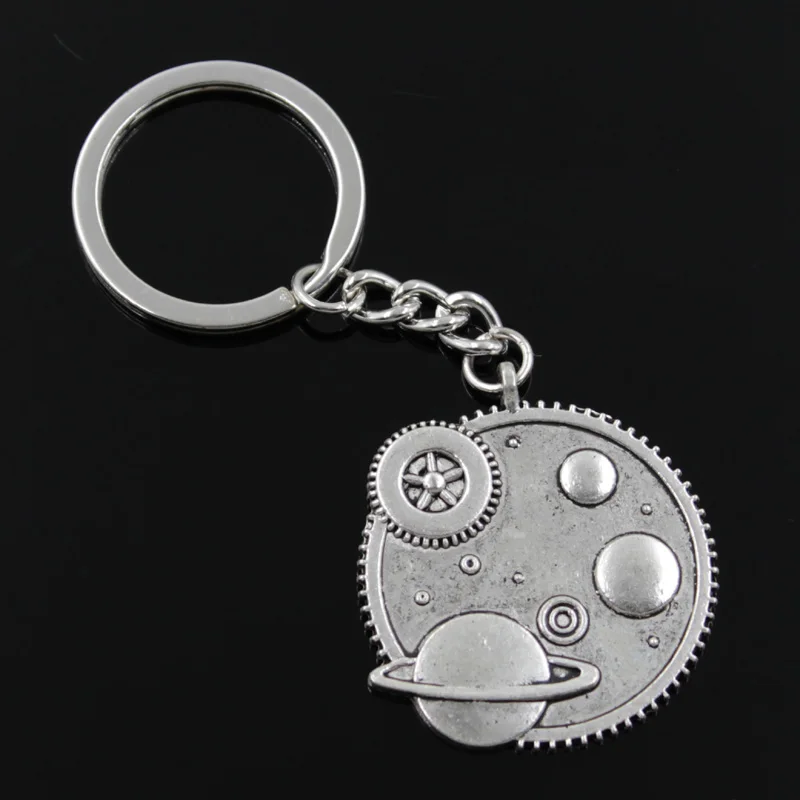 Новинка, модный мужской брелок для автомобиля 30 мм, металлический держатель «сделай сам», винтажная цепь с солнечной системой Galaxy 41x37 мм, серебряная подвеска в подарок