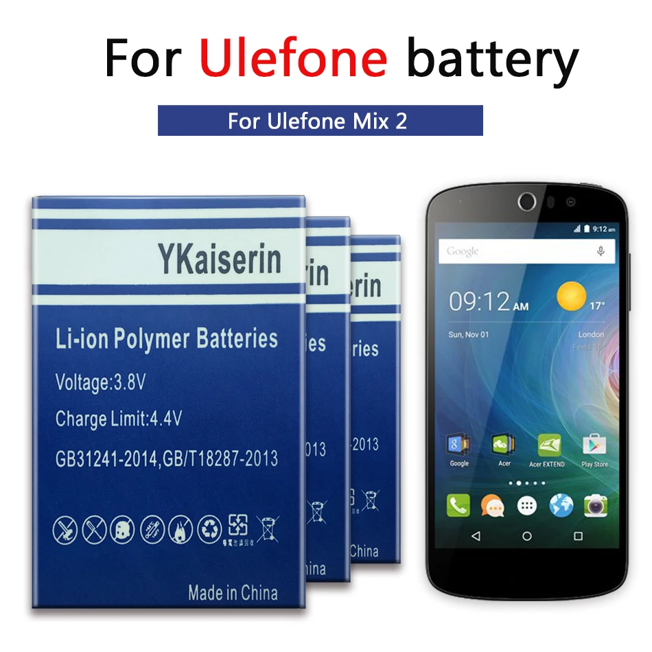 Аккумулятор ykaisсеребрин высокой емкости 4200 мАч для Ulefone Mix 2 Mix2 сменный
