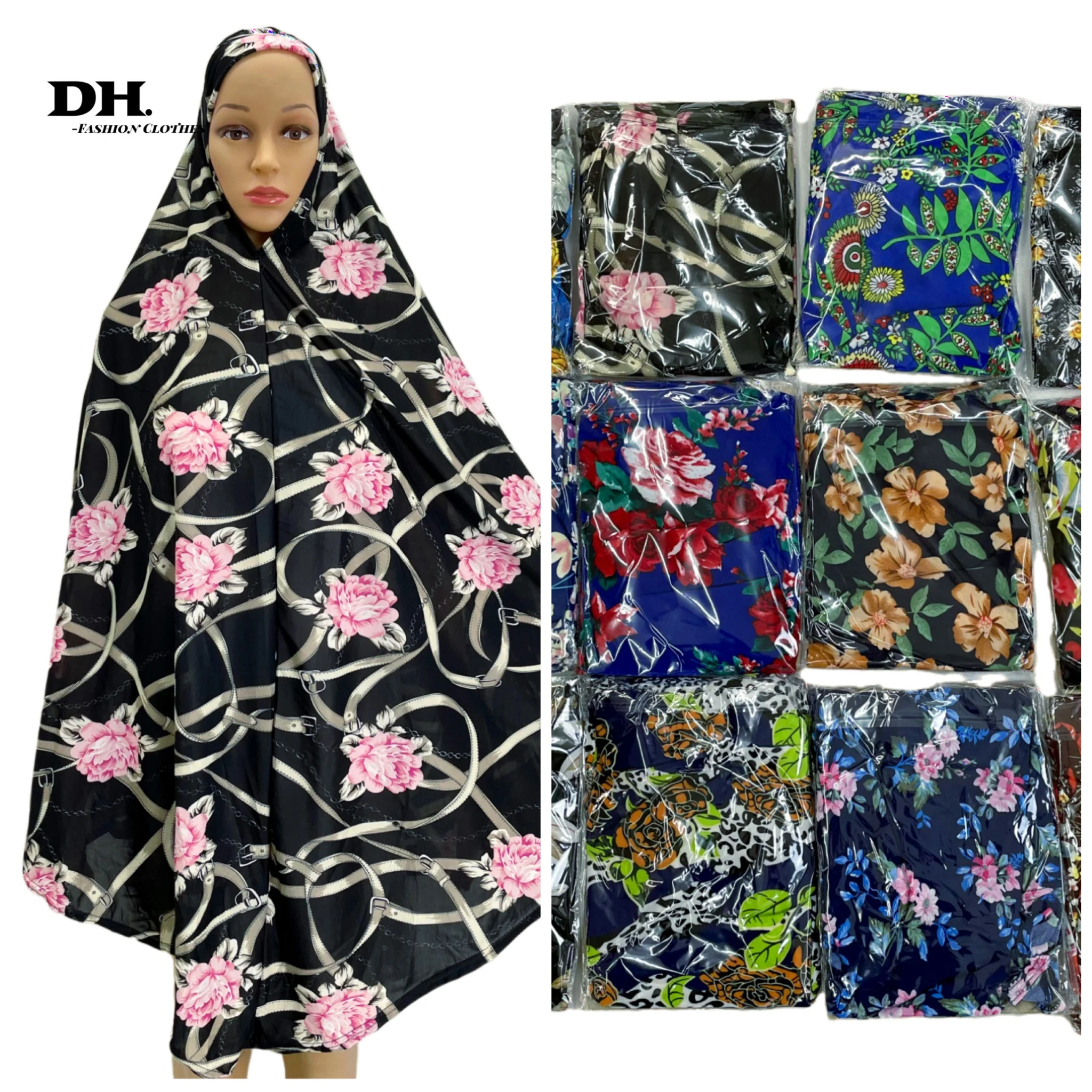 

Muslim Printed Prayer Suit Islamic Loose Size Floral Long Prayer Bonbou Dress Saudi Arabia Female Worship Hijab Burqa Clothing