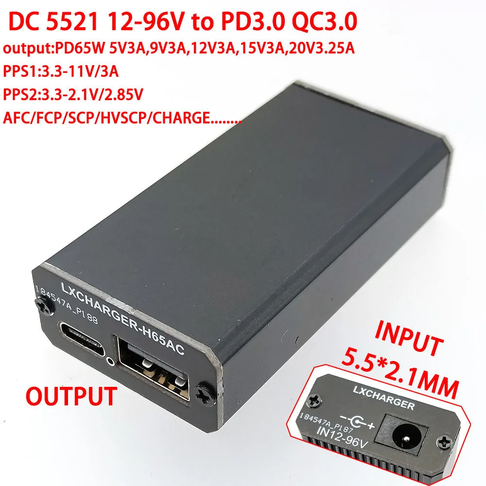 XT60 XT90 Разъем EC5–5 В DC12-96 Понижающий модуль PD65W PD/QC3.0 QC2.0 Двойной адаптер USB Type-C для